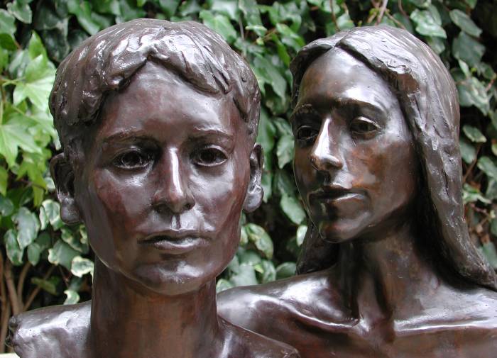 bronze busts of two London teenagers: a present from their father to their mother for her 50th birthday