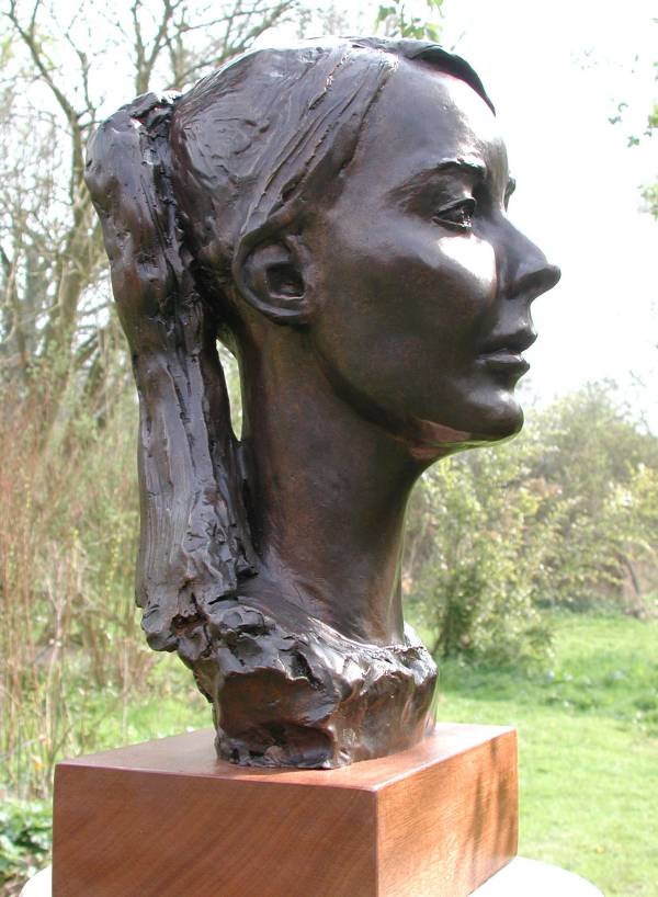 Bronze bust of a teenager in Bristol